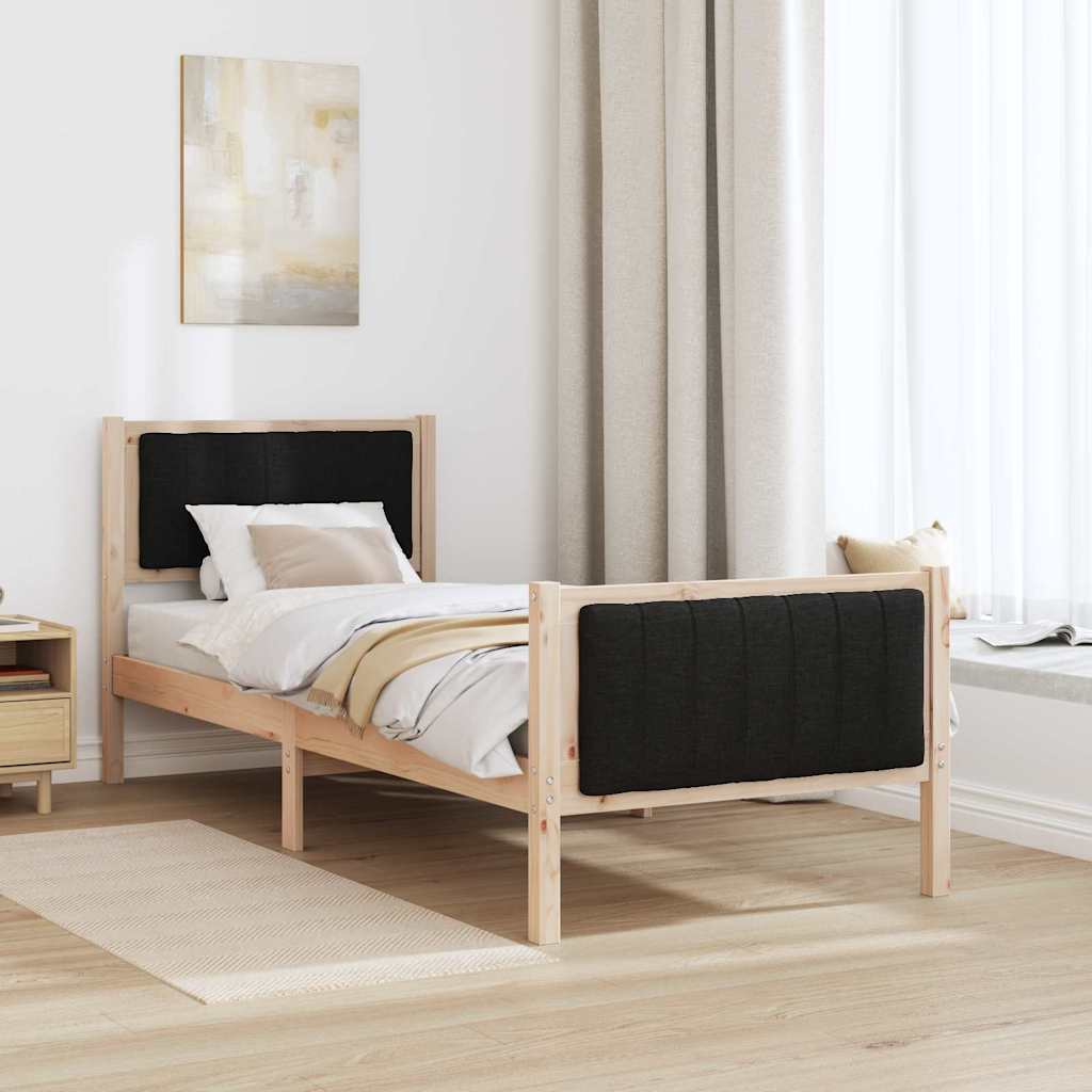 Estrutura da cama com cabeceira castanho e preto 80 x 200 cm