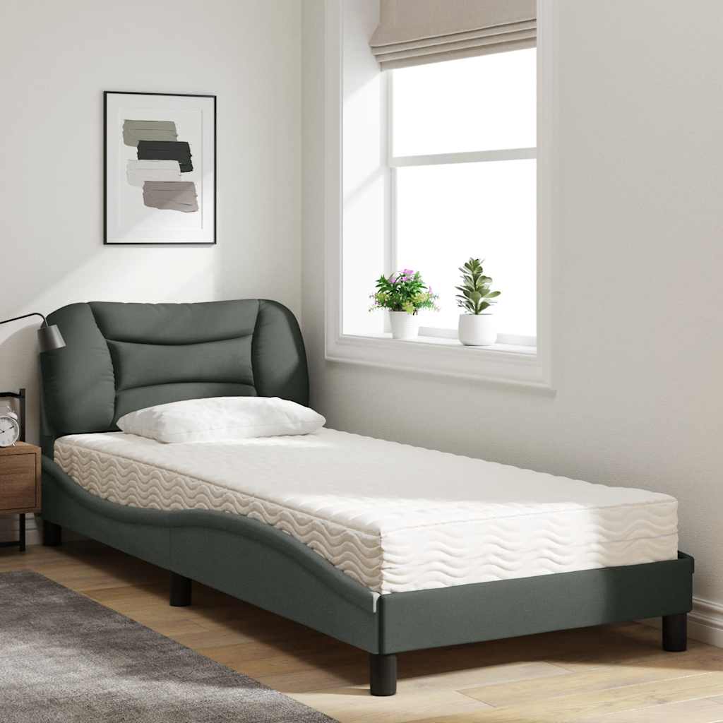 Cama com colchão hvar 90x190 cm tecido cinzento-escuro