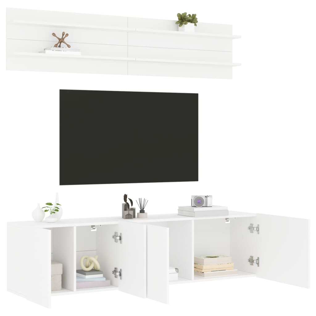 6 Pcs móveis de parede p/ TV derivados de madeira branco