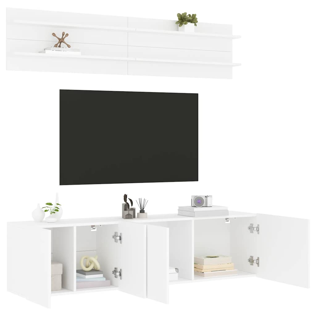 6 Pcs móveis de parede p/ TV derivados de madeira branco