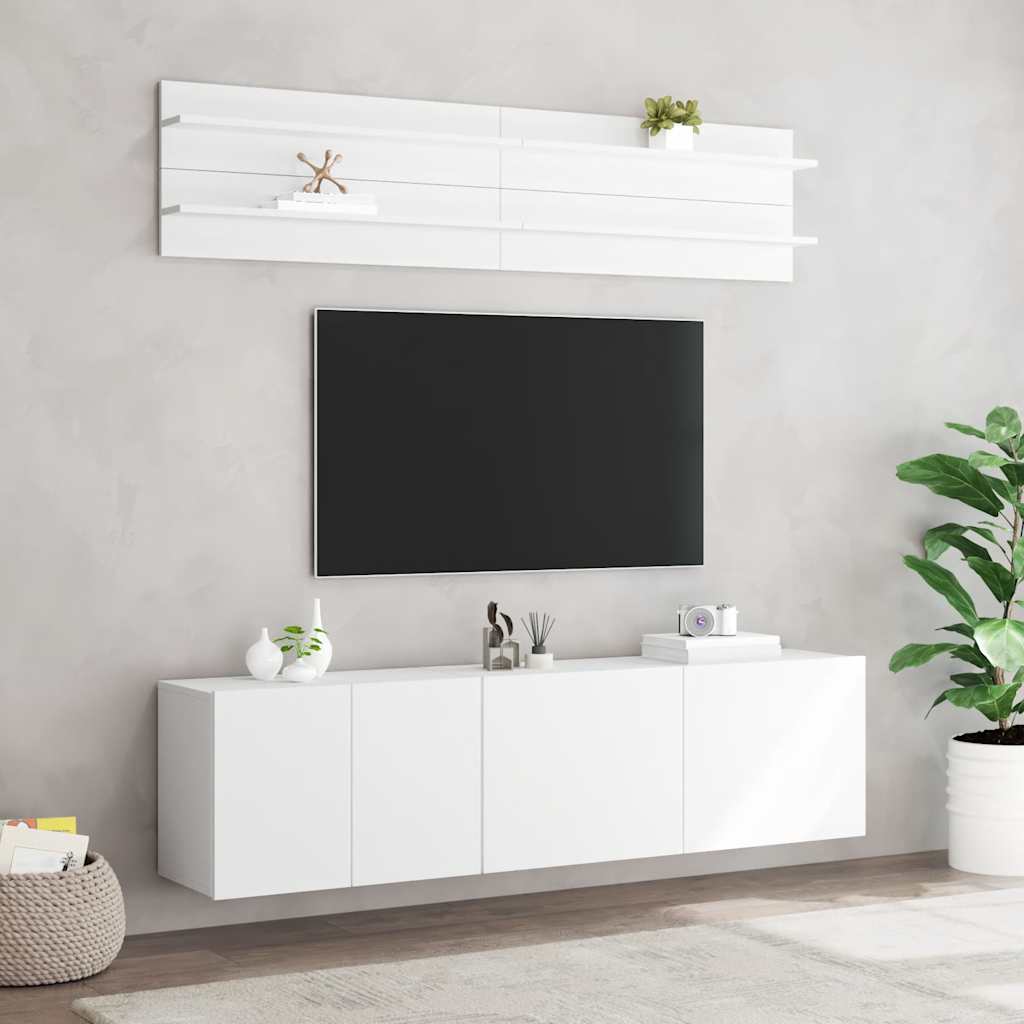 6 Pcs móveis de parede p/ TV derivados de madeira branco