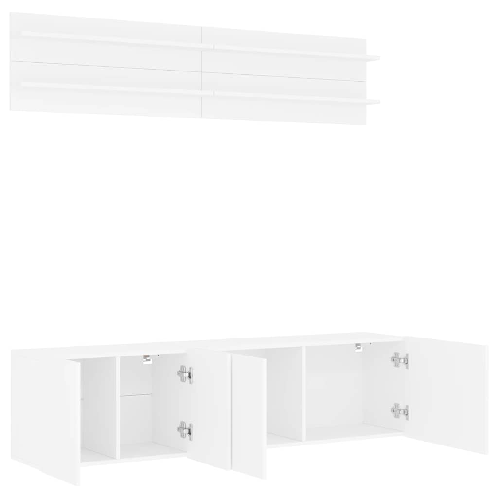 6 Pcs móveis de parede p/ TV derivados de madeira branco