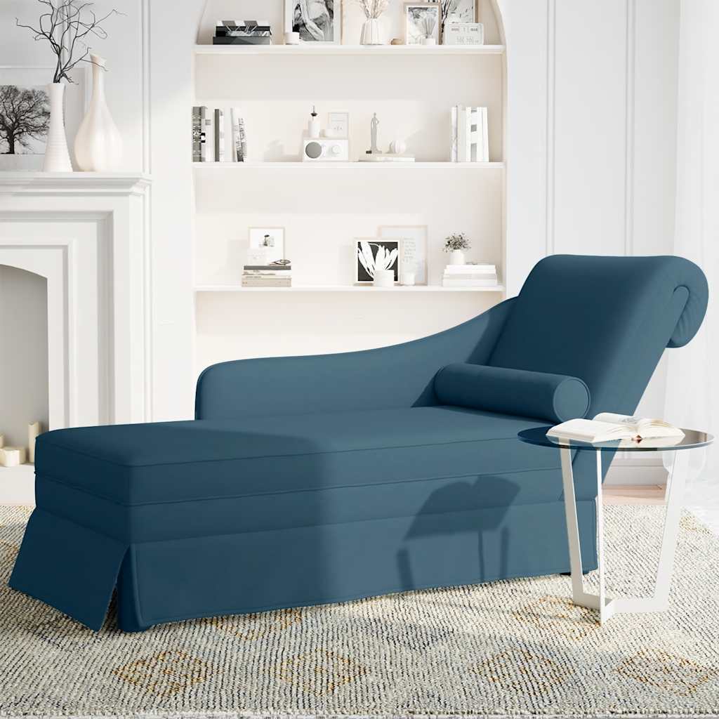 Chaise lounge c/ reforço/apoio de braços direito veludo azul