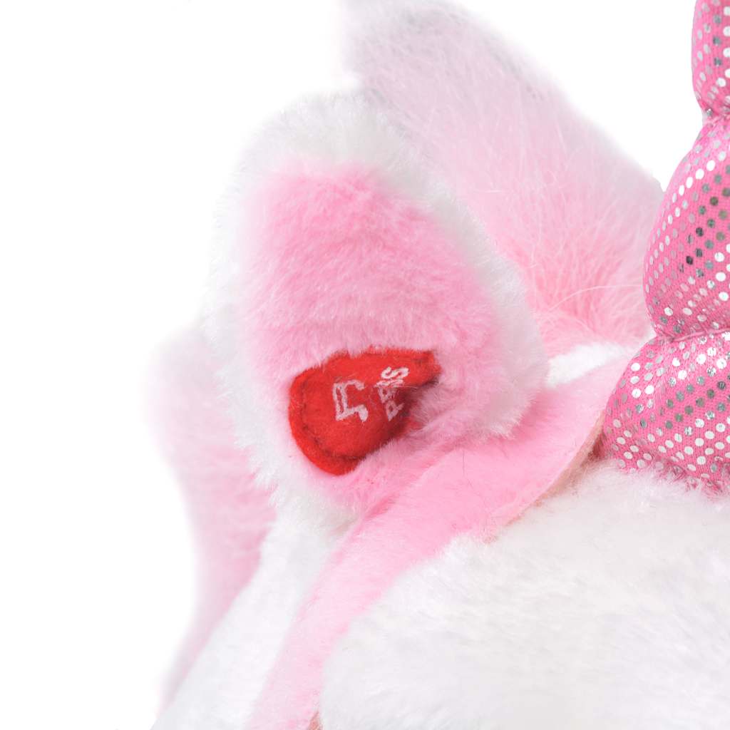 Brinquedo de montar unicórnio peluche branco e rosa xxl