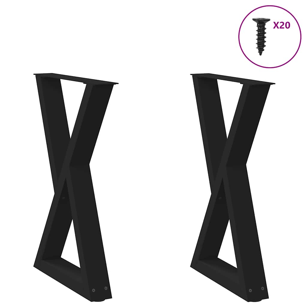 Pés para mesa de jantar 2 peças preto 60x(72-73,3) cm aço