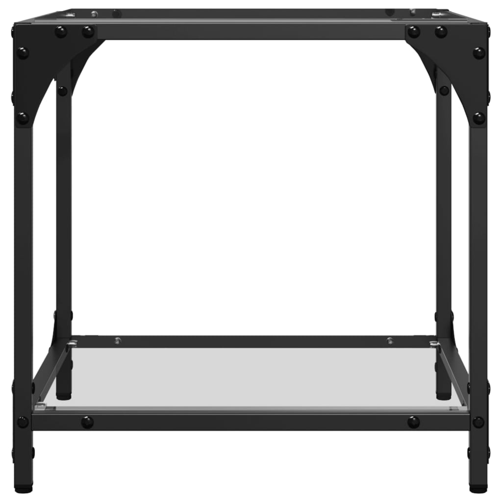 Mesa de centro c/ topo em vidro transparente 40x40x40 cm aço