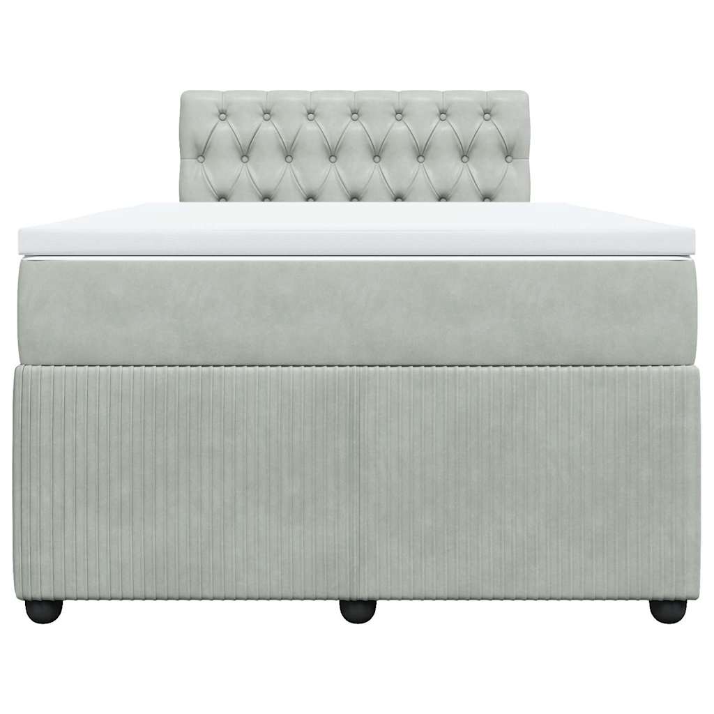 Cama boxspring com colchão 120x190 cm veludo cinzento-claro