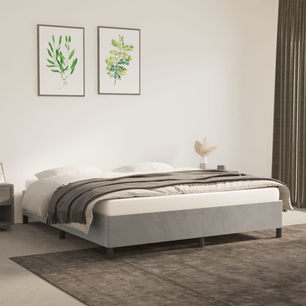 Estrutura de cama sem colchão 160x200 cm veludo cinzento-claro