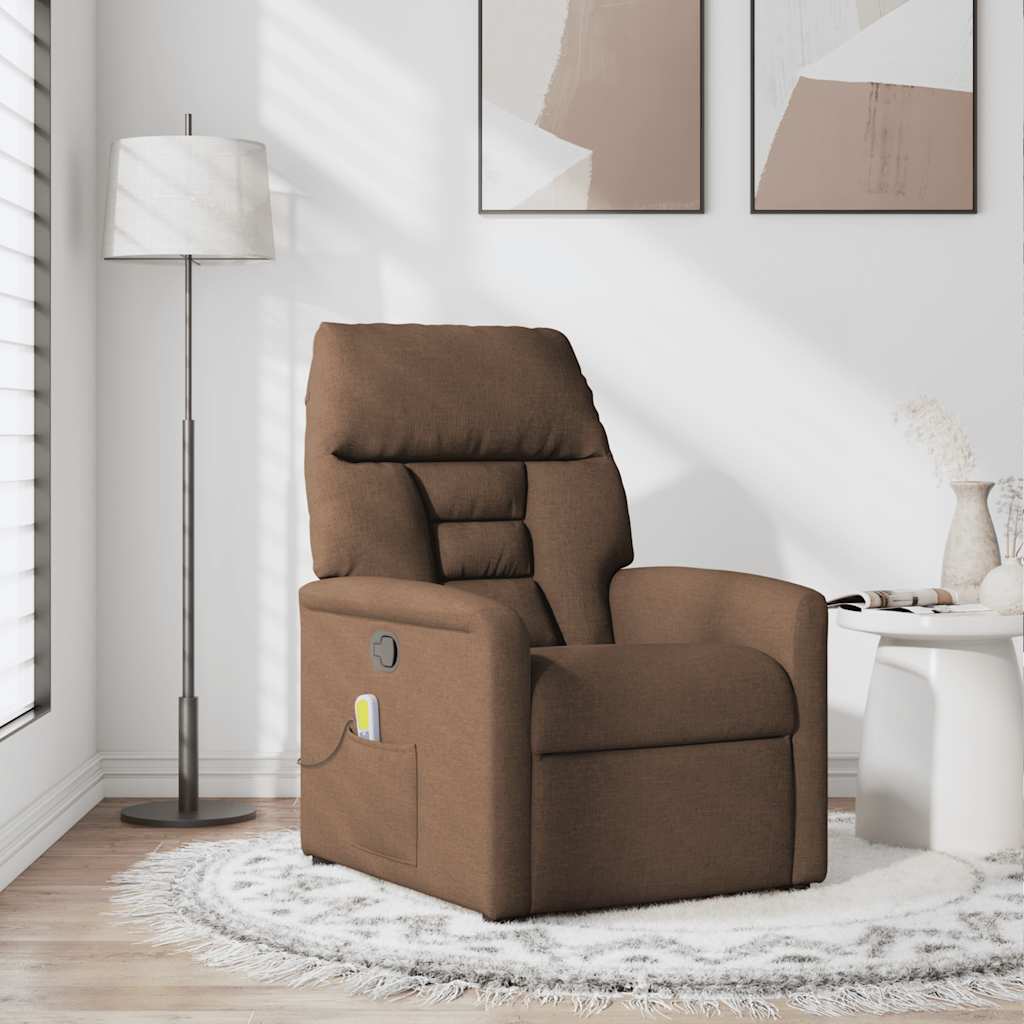 Poltrona de massagens reclinável tecido castanho
