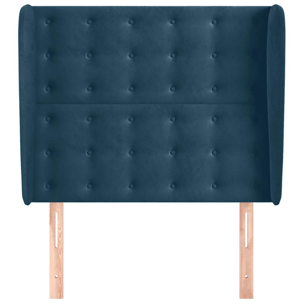 Cabeceira cama c/ abas veludo 103x23x118/128 cm azul-escuro