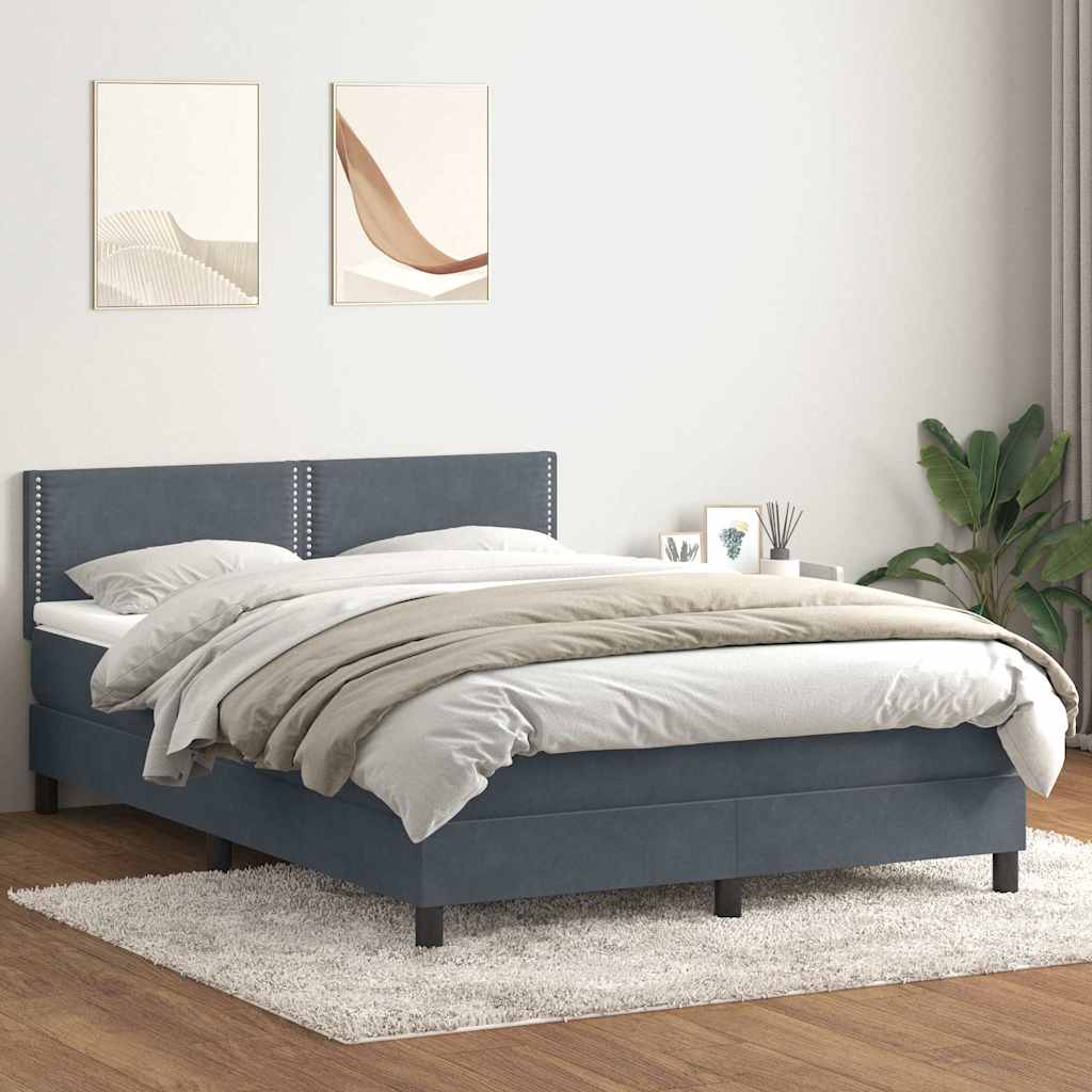 Cama com molas/colchão 160x210 cm veludo cinzento-escuro