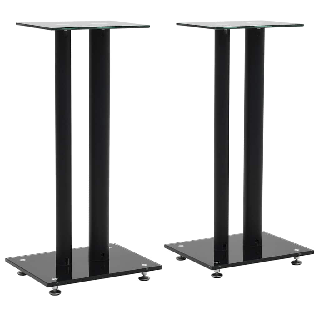 Suportes colunas 2 pcs vidro temperado design 2 pilares preto