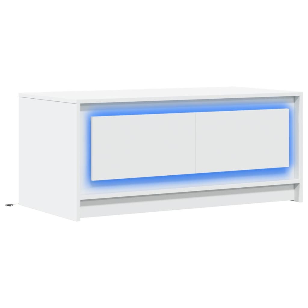 Mesa de centro com luzes LED derivados de madeira branco