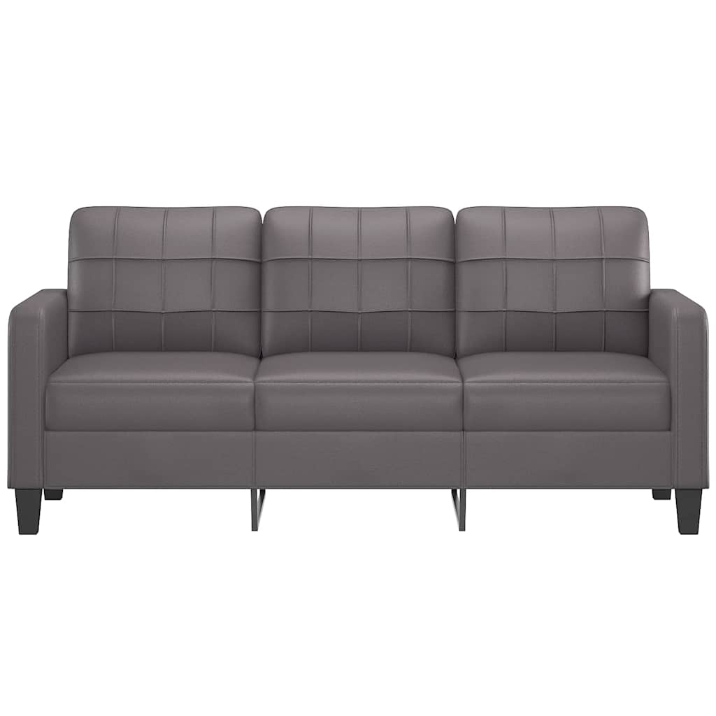 Sofá de 3 lugares 180 cm couro artificial cinza