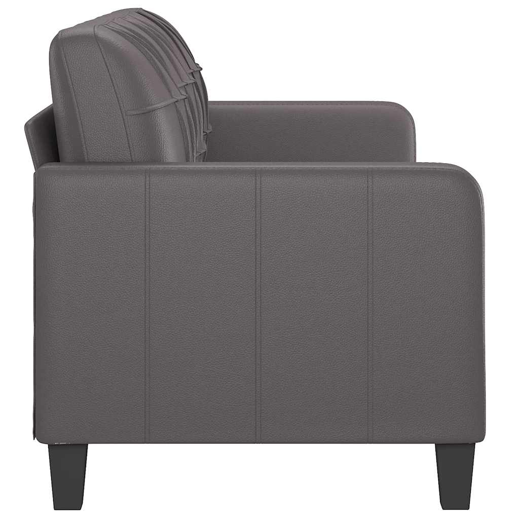 Sofá de 3 lugares 180 cm couro artificial cinza