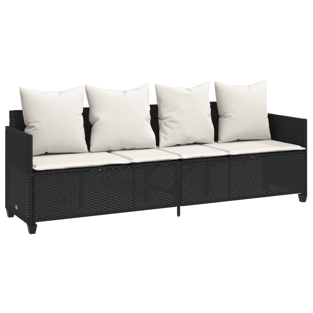 5 Pcs conjunto sofás de jardim com almofadões vime PE preto
