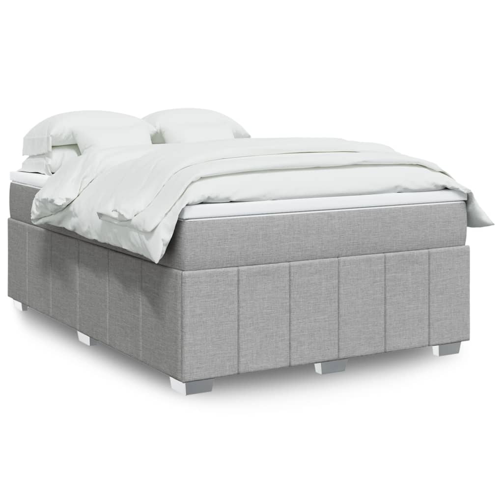 Cama com molas/colchão 140x190 cm tecido cinzento-claro