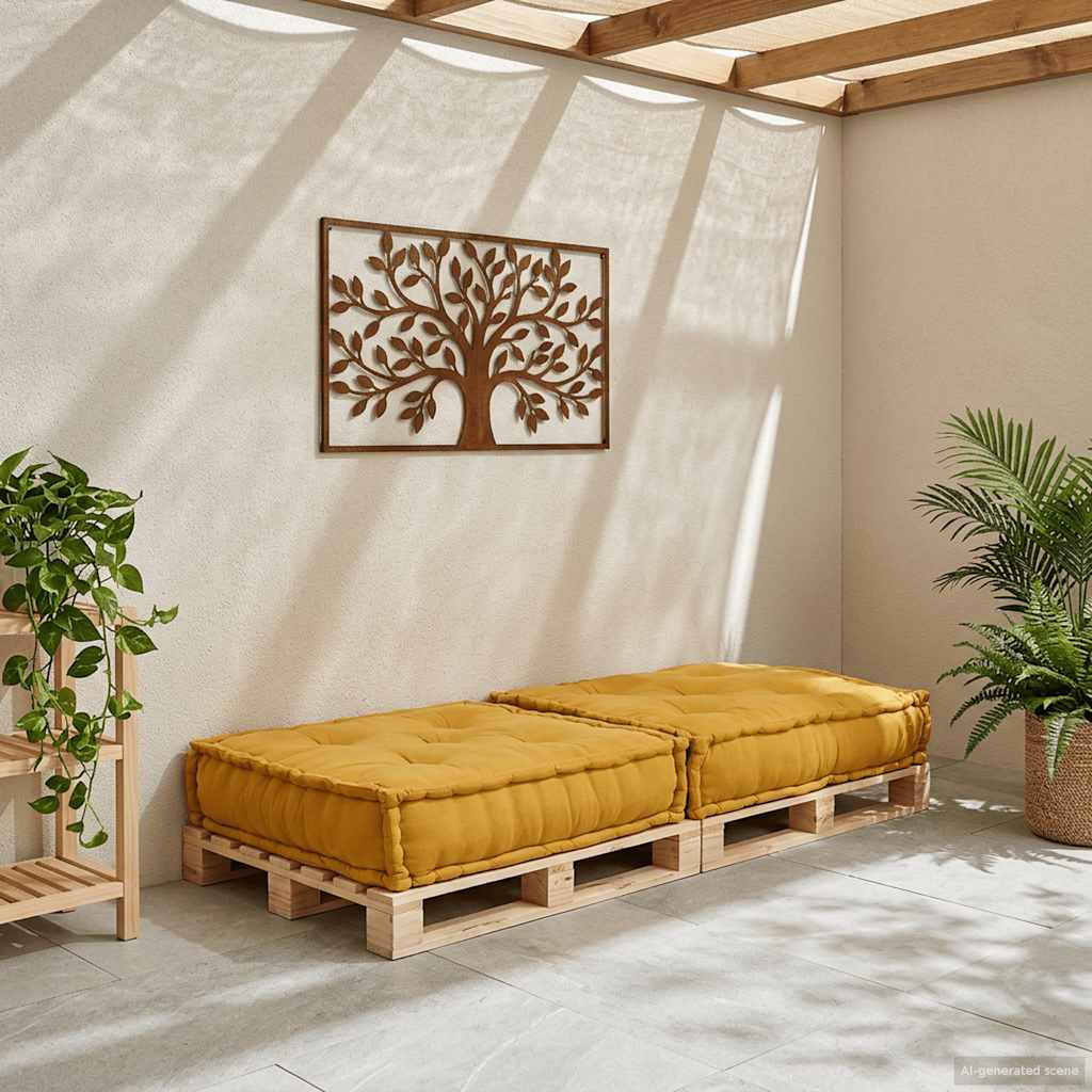Unidade de sofá modular 70x70x36 cm tecido amarelo