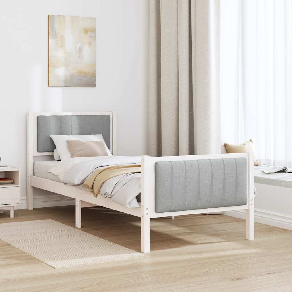 Estrutura da cama branco e cinza claro 80 x 200 cm