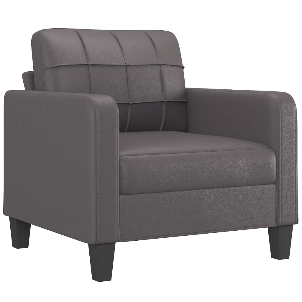 4 Pcs conjunto de sofás c/ almofadões couro artificial cinzento