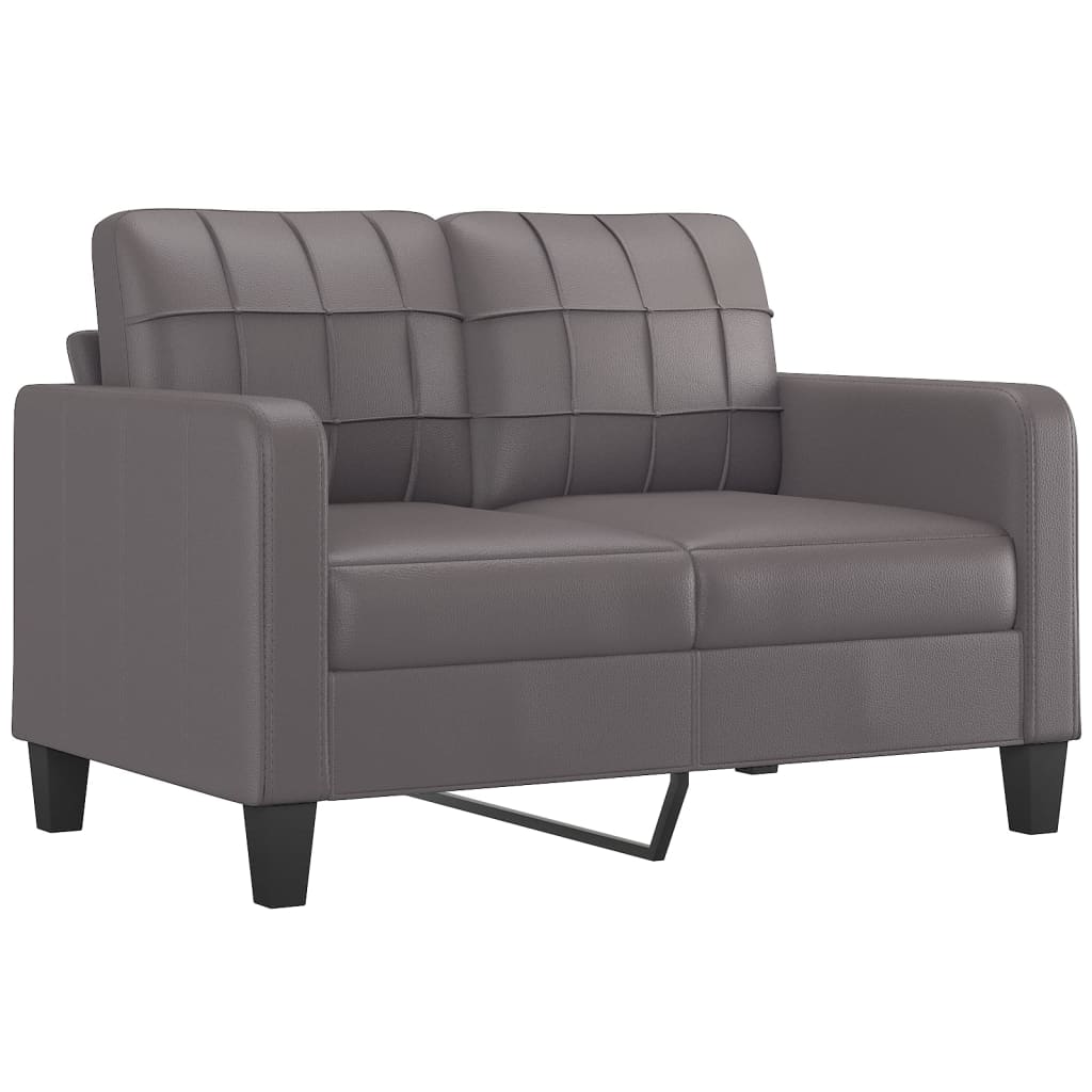 4 Pcs conjunto de sofás c/ almofadões couro artificial cinzento