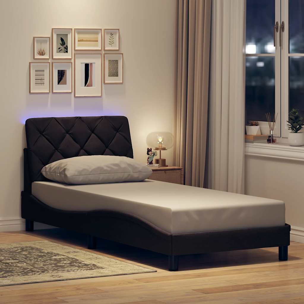 Estrutura de cama com LED sem colchão 80x200 cm tecido