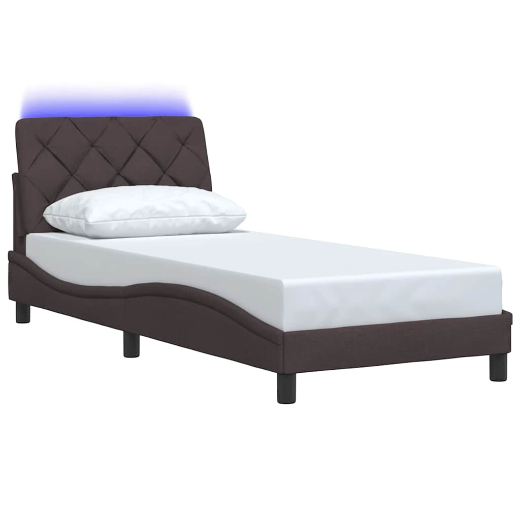 Estrutura de cama com LED sem colchão 80x200 cm tecido
