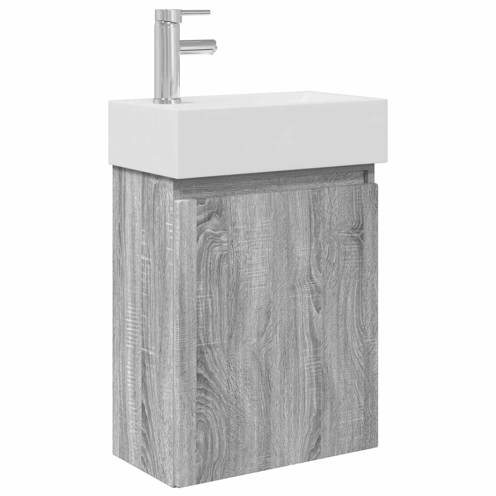 Conjunto de móveis de banheiro com torneira sonoma cinzento