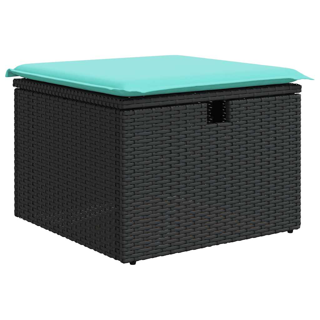 5 Pcs conjunto sofás de jardim com almofadões vime PE preto