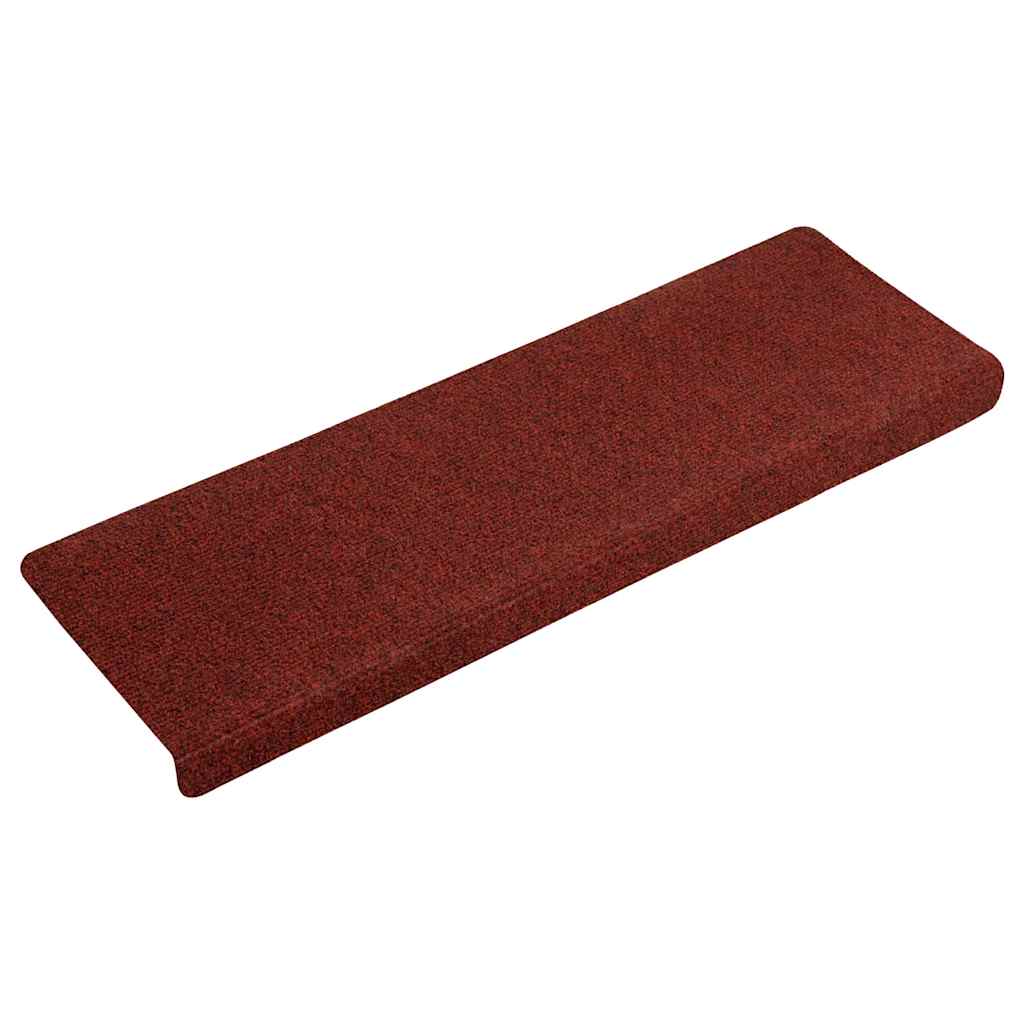 Tapetes de escada autoadesivos 15 peças 65x21x4 cm vermelho bordô com borda retangular