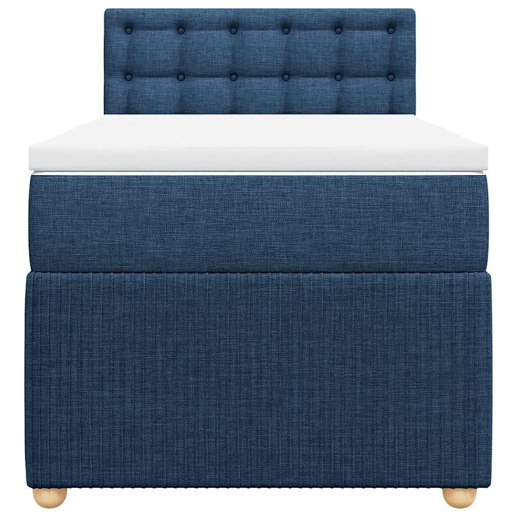Cama com molas/colchão 90x200 cm tecido azul