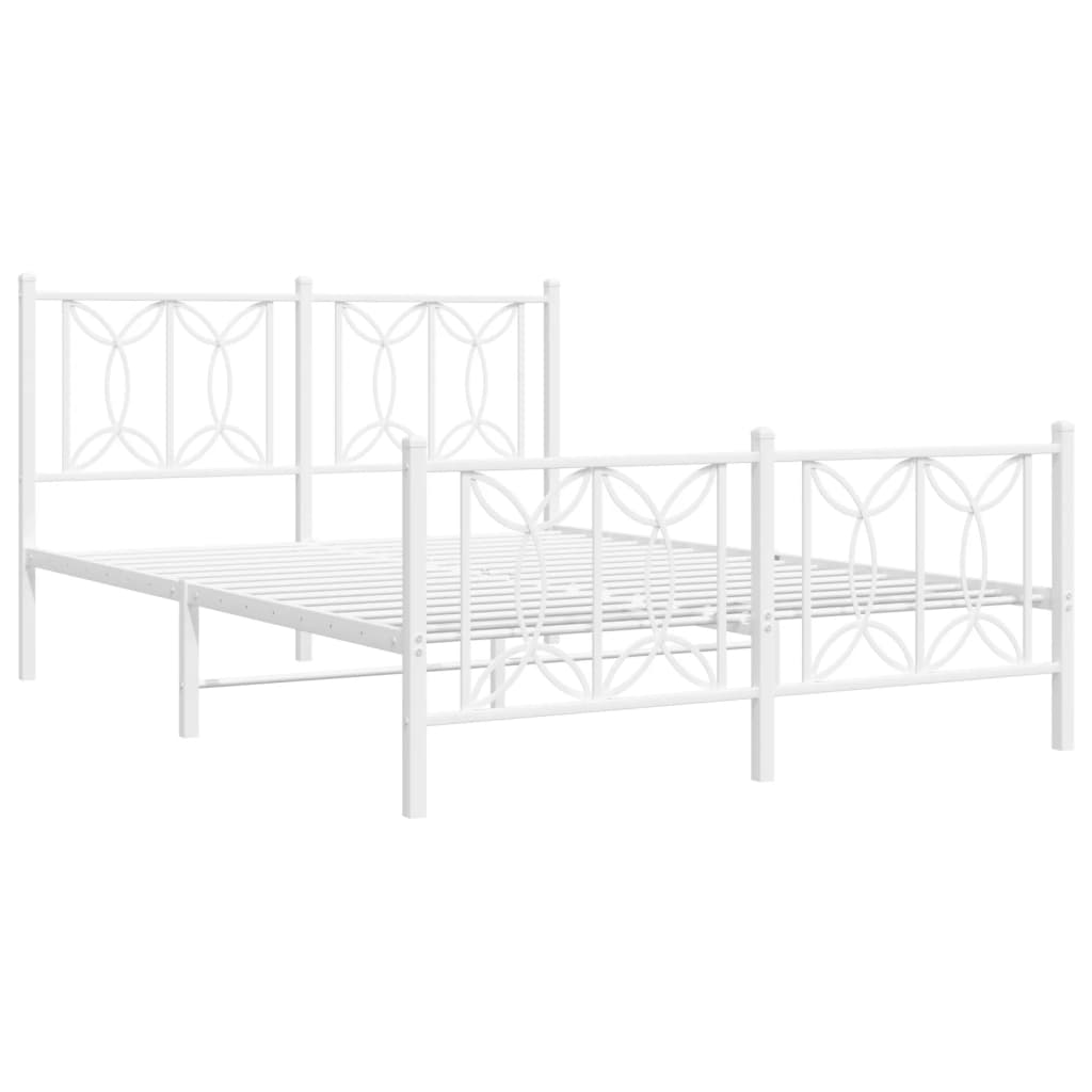 Estrutura de cama com cabeceira e pés 140x200 cm metal branco