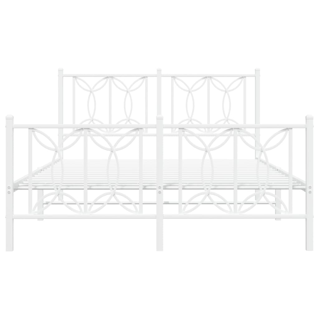 Estrutura de cama com cabeceira e pés 140x200 cm metal branco