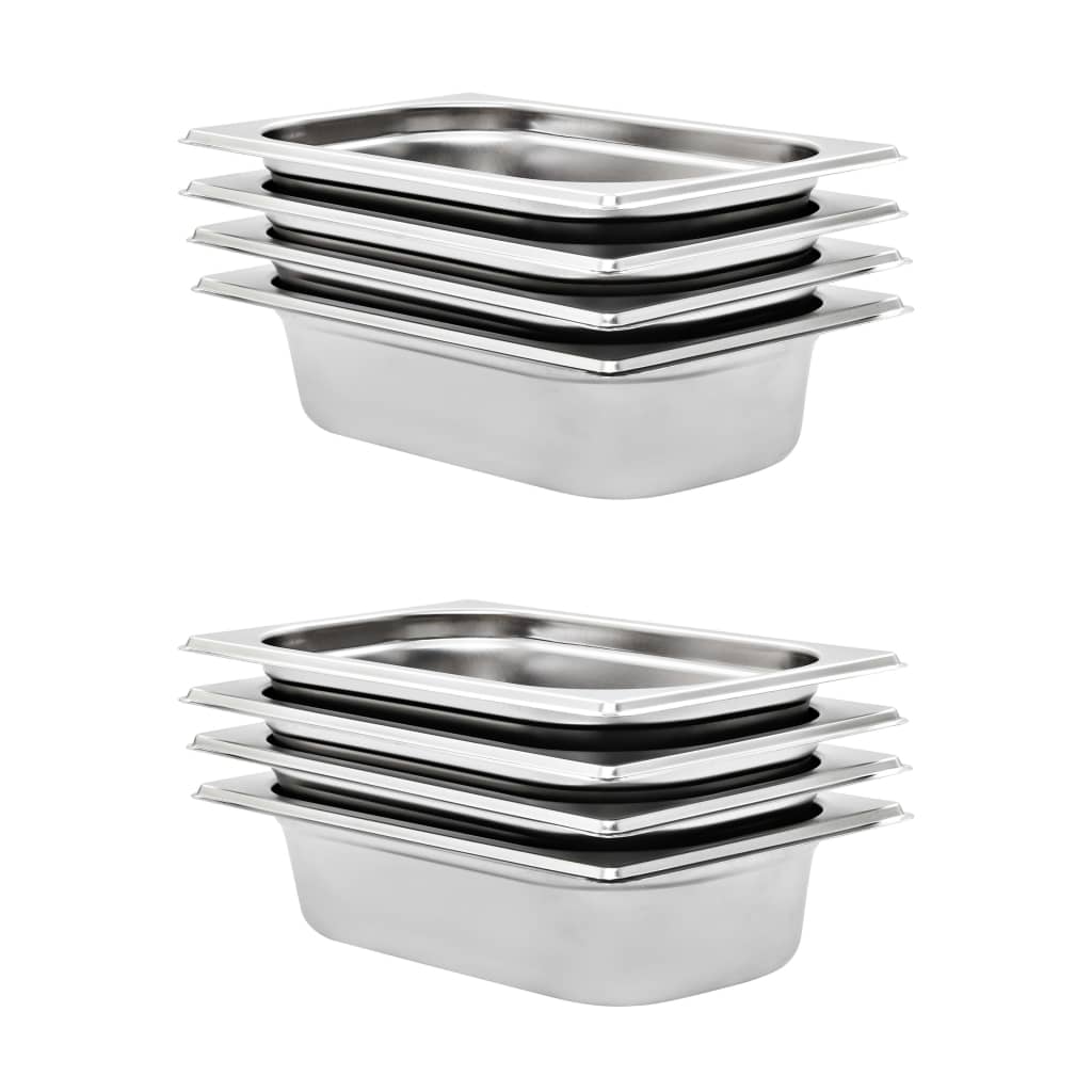 Recipientes gastronorm 8 pcs gn 1/4 65 mm aço inoxidável