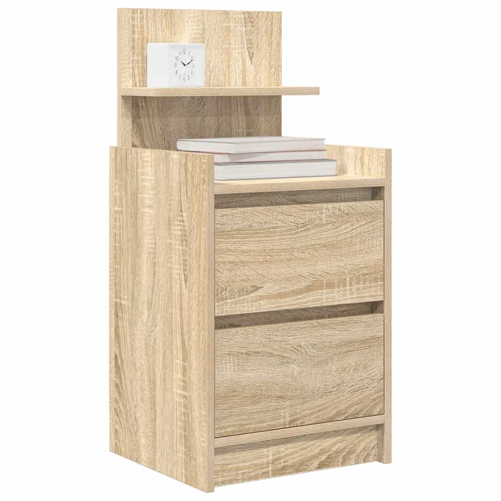 Mesa de cabeceira com 2 gavetas 38x34x80 cm carvalho sonoma
