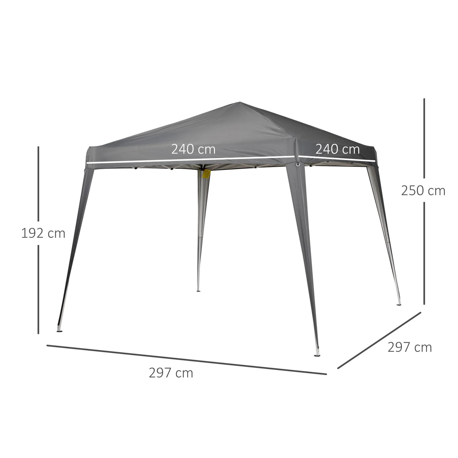 Tenda dobrável tenda com desenho pop up para jardim campismo festas eventos aço e oxford 2.4x2.4 m cinza