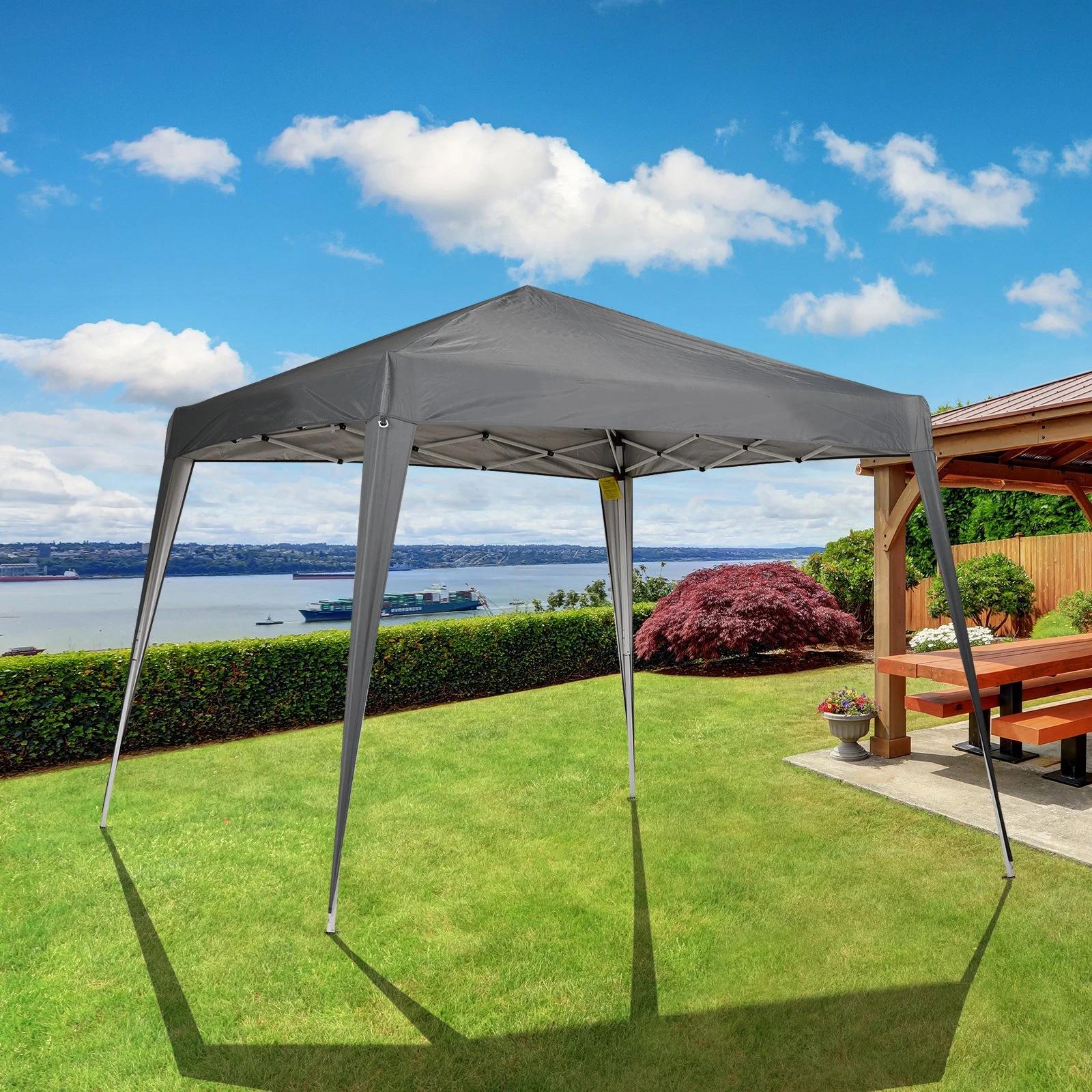 Tenda dobrável tenda com desenho pop up para jardim campismo festas eventos aço e oxford 2.4x2.4 m cinza