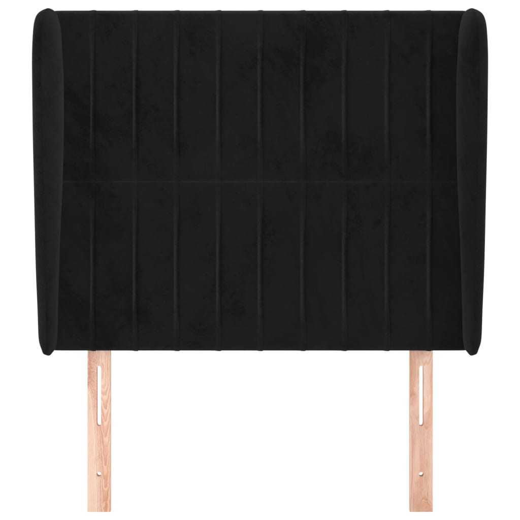 Cabeceira de cama c/ abas veludo 83x23x118/128 cm preto