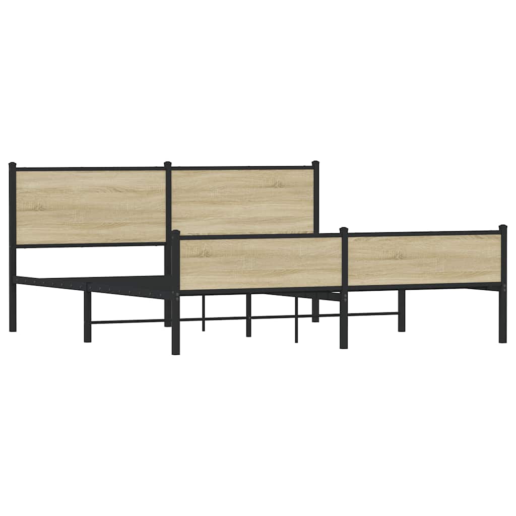 Estrutura de cama sem colchão 183x213cm metal carvalho sonoma