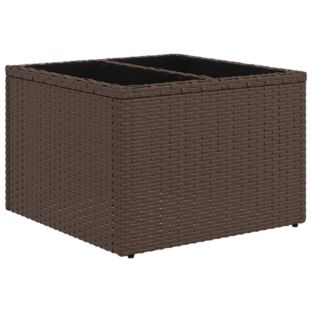 6 Pcs conjunto de sofás jardim c/ almofadões vime PE castanho