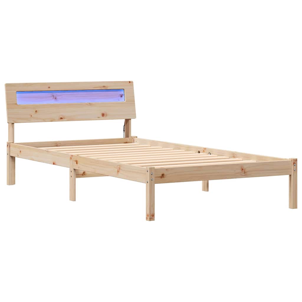 Estrutura da cama com cabeceira castanho 75 x 190 cm