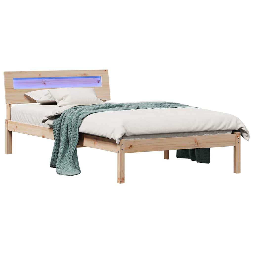 Estrutura da cama com cabeceira castanho 75 x 190 cm