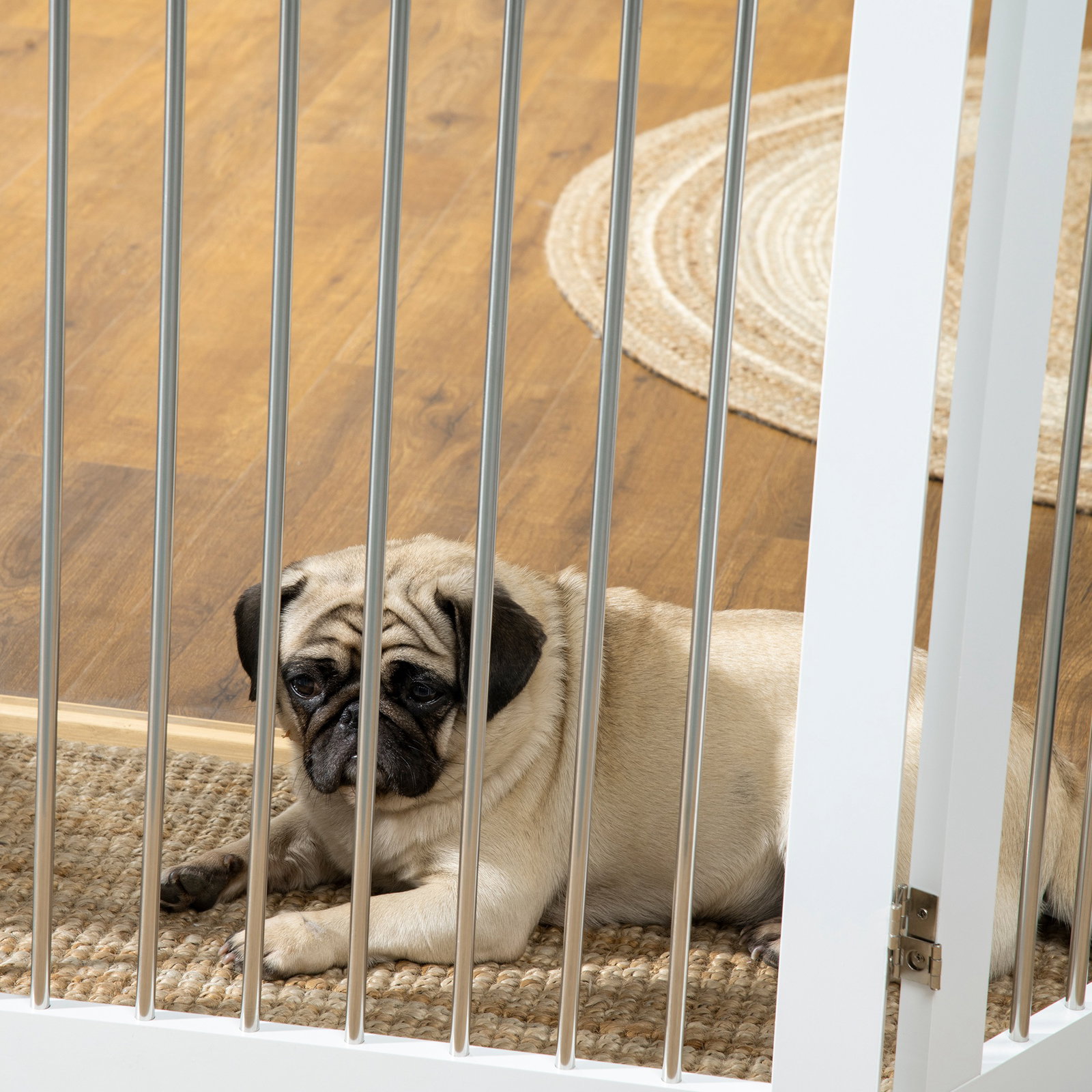 Barreira de segurança para cães barreira de segurança para escadas e portas dobrável com suporte de pé 154x30x80cm branco
