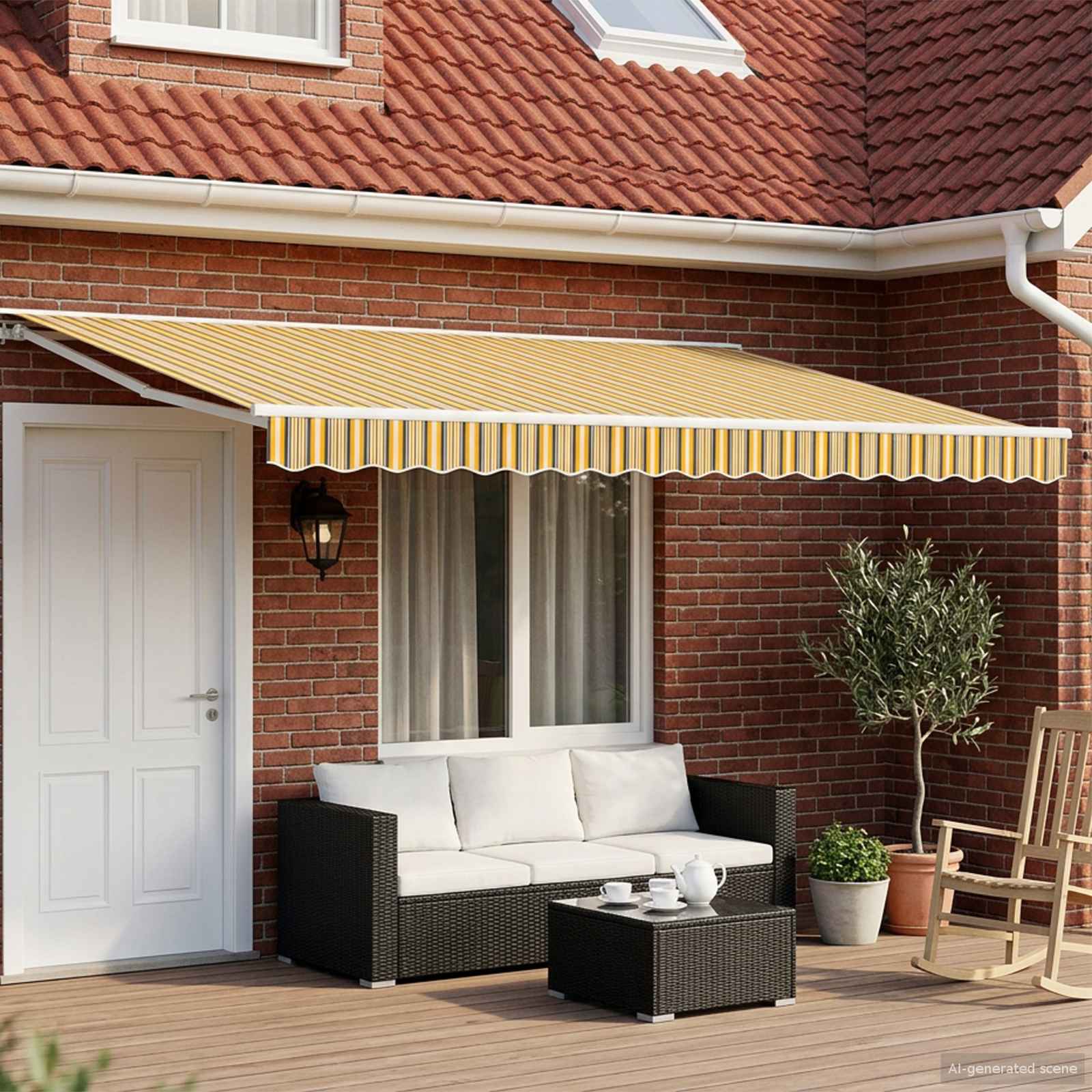 Estrutura de toldo manual com leds 5 × 3,5 m