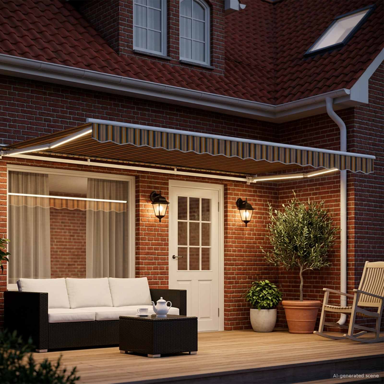 Estrutura de toldo manual com leds 5 × 3,5 m