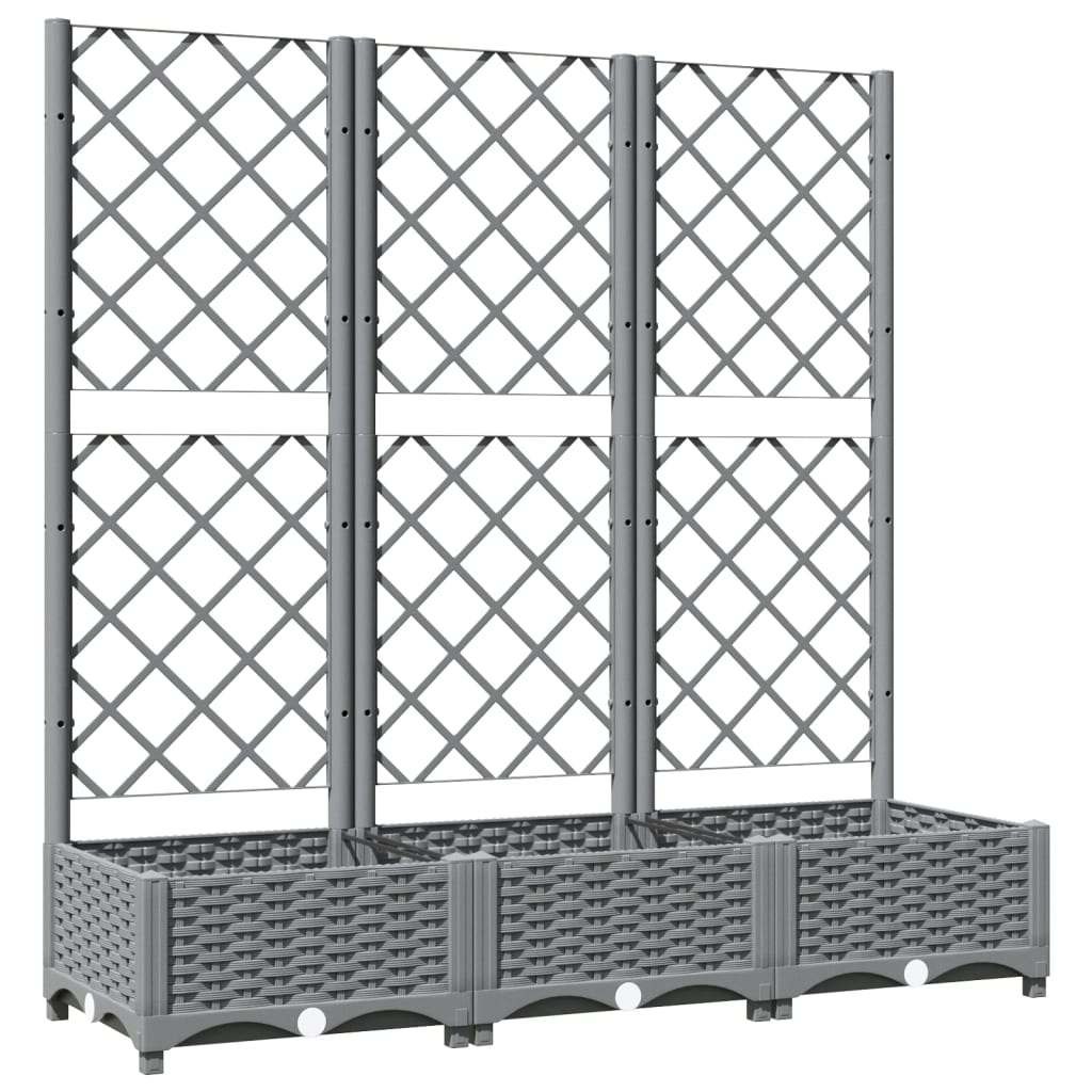 Vaso/floreira jardim c/ treliça 120x40x121,5 cm PP cinza-claro
