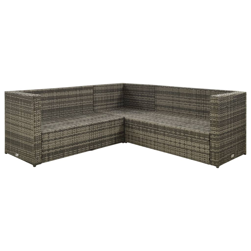 4 Pcs conjunto lounge de jardim c/ almofadões vime PE cinzento