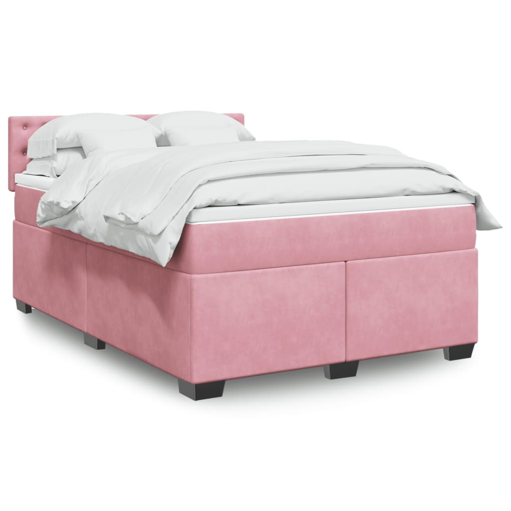 Cama com molas/colchão 140x200 cm veludo rosa-escuro