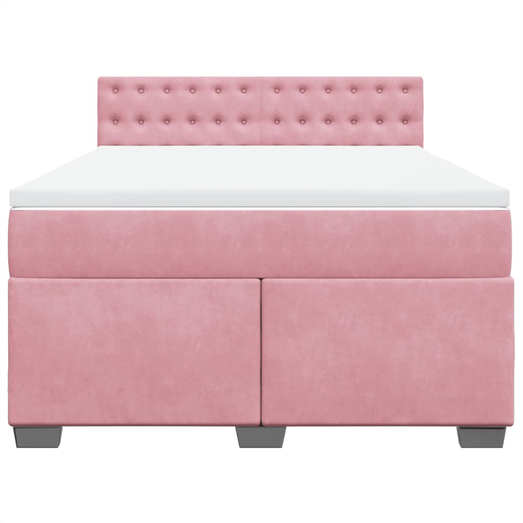 Cama com molas/colchão 140x200 cm veludo rosa-escuro