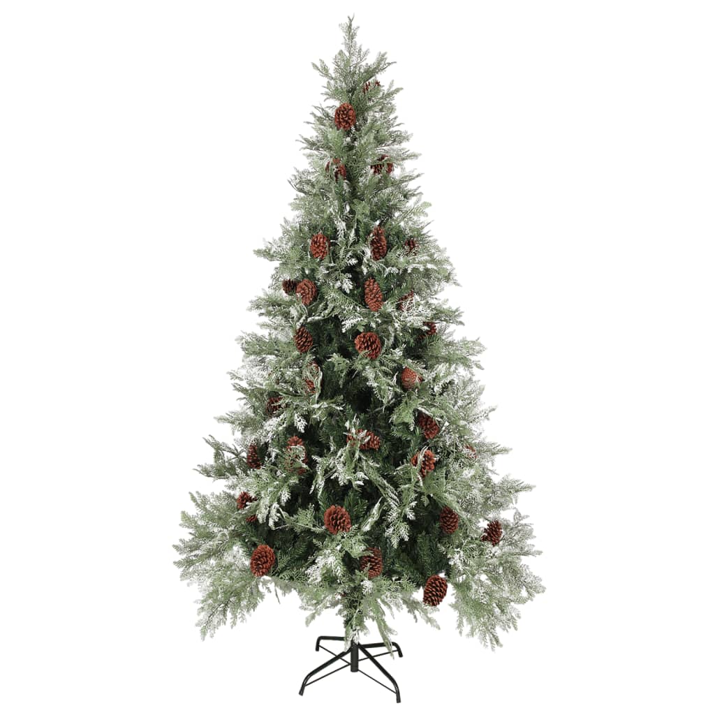 Árvore de natal com pinhas 225 cm PVC e PE verde e branco